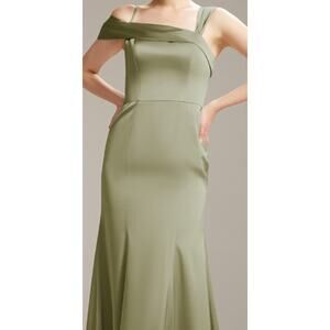 AW BRIDAL 16 2X plus fennel seed green Poco bridesmaid party maxi dress NEW B94